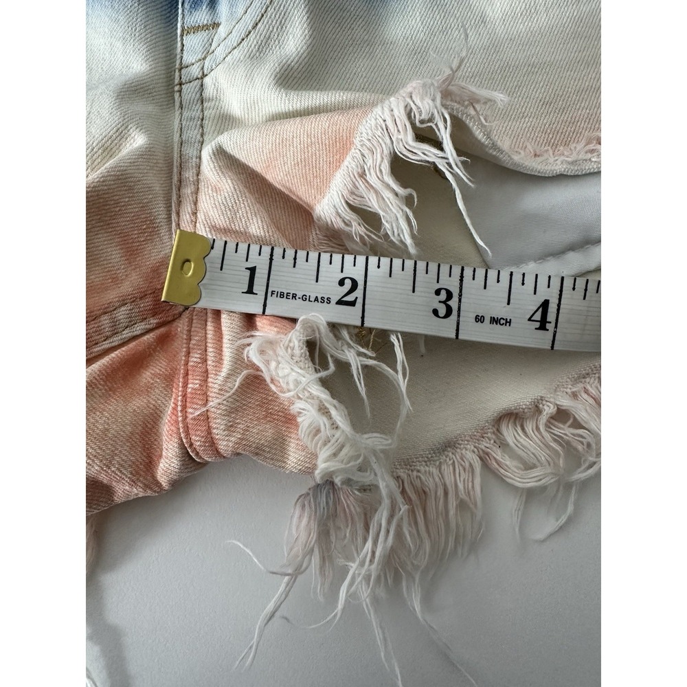 Free People Jean Shorts Women's 27 Cut Off Denim‎ Distressed Blue Acid Dip Dyed - Picture 7 of 7